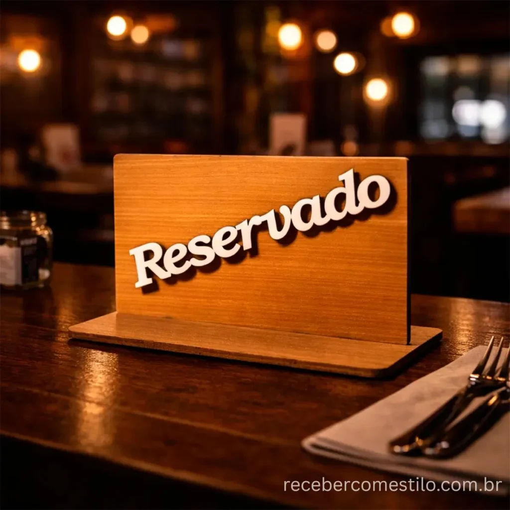 10 Placa Reservado MDF Caramelo para Eventos