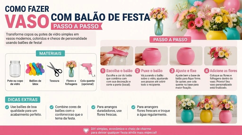 Como Fazer Vaso com Balão de Festa