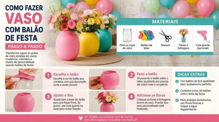 Como Fazer Vaso com Balão de Festa: Passo a Passo